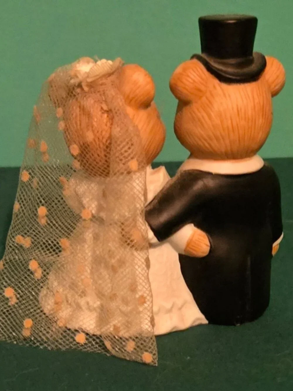 Homco Teddy Bears WEDDING COUPLE Bride & Groom Ceramic Porcelain 3” Figurine